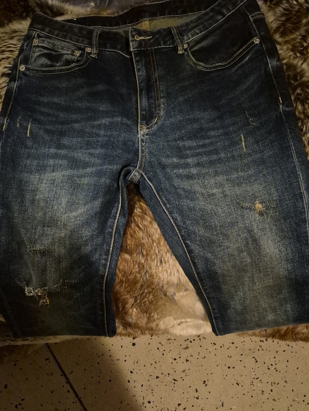 Prada Men's Washed Dark Blue Slim Straight Jeans 32x32